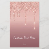 カスタム文字バラ金ゴールド赤面グリッタースパークルドリップ 便箋 (裏面)