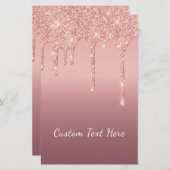 カスタム文字バラ金ゴールド赤面グリッタースパークルドリップ 便箋 (正面/裏面)