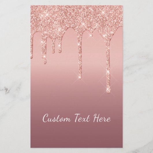 カスタム文字バラ金ゴールド赤面グリッタースパークルドリップ 便箋 (正面)