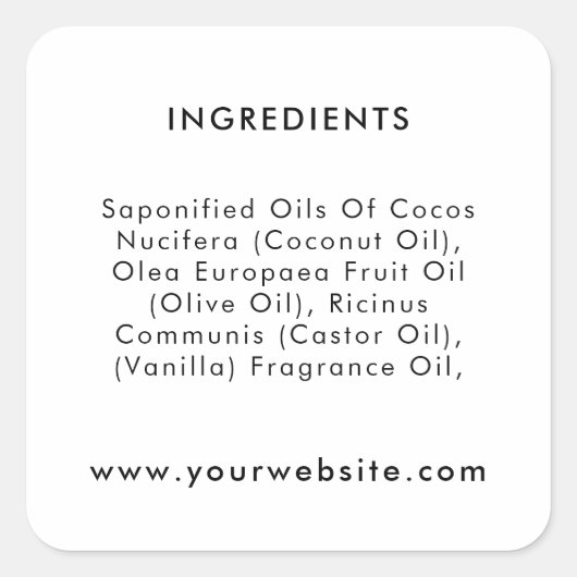 カスタム文字パッケージ原料ラベル スクエアシール (正面)