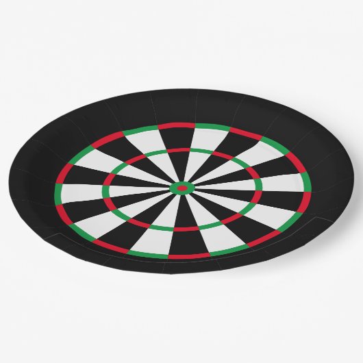 カスタム文字パーソナライズされたダーツボード |赤と緑 ペーパープレート (アングル)