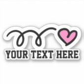カスタム文字パーソナライズされた可愛いピンクハートビニル シール (正面)