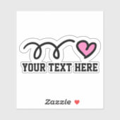 カスタム文字パーソナライズされた可愛いピンクハートビニル シール (シート)