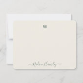 カスタム文字パーソナルモノグラムモダンスクリプト ノートカード (正面)