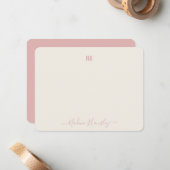 カスタム文字パーソナルモノグラムモダンスクリプト ノートカード (正面/裏面インサイチュ)