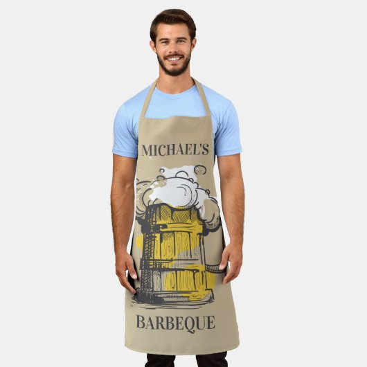 カスタム文字ビアイラストレーション エプロン (着用した状態)