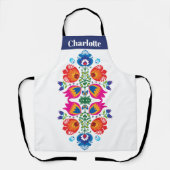 カスタム文字ピンクとオレンジの民俗的エプロン エプロン (正面)
