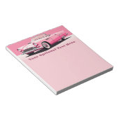 カスタム文字ピンククラシック車 ノートパッド (アングル)