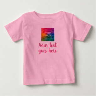 カスタム文字ピンクトレンディーテンプレート ベビーTシャツ