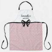 カスタム文字ピンクホワイト水玉模様おもしろいキュートキッチン エプロン (正面)