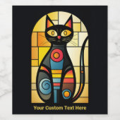 カスタム文字フェイクステンドグラス猫 ワインラベル (シングルラベル)