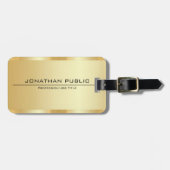 カスタム文字フェイク金ゴールドメタリックルックテンプレート ラゲッジタグ (正面横)