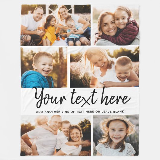 カスタム文字フォトコラージュモダンファミリーキープサケ フリースブランケット (正面)