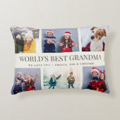 カスタム文字フォトコラージュ世界おばあちゃん最高のの写真 アクセントクッション (正面)