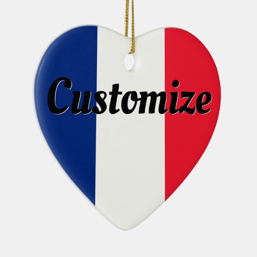 カスタム文字フラフランスのードレープフランセトリコラー セラミックオーナメント (右)