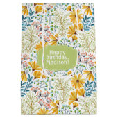 カスタム文字フラワーイラストレーション抱き枕 ミディアムペーパーバッグ (裏面)