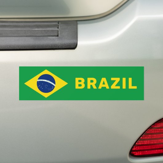 カスタム文字ブラジル国旗 バンパーステッカー (車上)