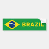カスタム文字ブラジル国旗 バンパーステッカー (正面)