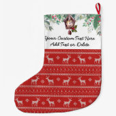 カスタム文字ブリークリスマスセータートナカイ ラージクリスマスストッキング (裏面)