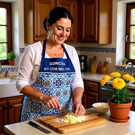 カスタム文字💙ブルー素晴らしアズレホス エプロン