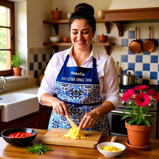 カスタム文字💙ブルー素晴らしアズレホス エプロン