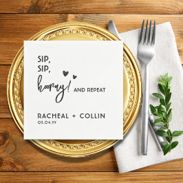 カスタム文字ベースの白黒シンプル結婚 スタンダードカクテルナプキン