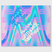 カスタム文字ホログラフィック虹色Y2K モダン ラッピングペーパー (フラット)