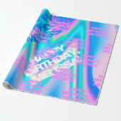 カスタム文字ホログラフィック虹色Y2K モダン ラッピングペーパー (アンロールド)