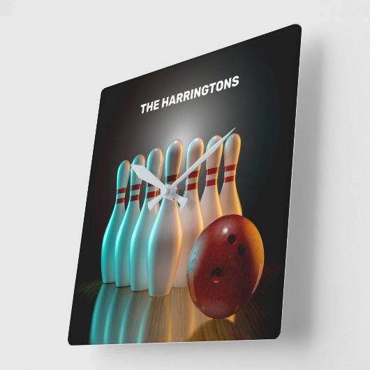 カスタム文字ボーリングストライキ スクエア壁時計 (傾斜)