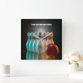 カスタム文字ボーリングストライキ スクエア壁時計 (ホーム)