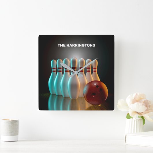 カスタム文字ボーリングストライキ スクエア壁時計 (ホーム)