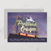 カスタム文字ポートランドオレゴンホワイトスタグネオンサイン ポストカード (正面/裏面)