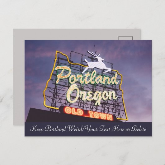 カスタム文字ポートランドオレゴンホワイトスタグネオンサイン ポストカード (正面/裏面)