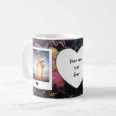 カスタム文字マグ – ブラック&ピンク大理石 コーヒーマグカップ (正面左)