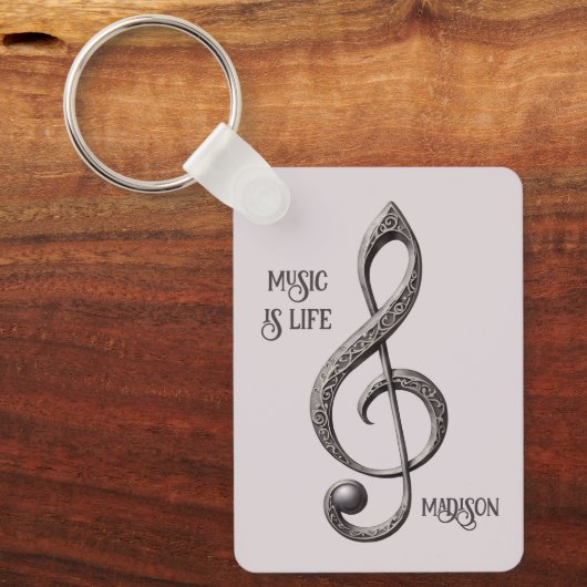 カスタム文字ミュージカルクレフ、 音符記号注 キーホルダー (正面)