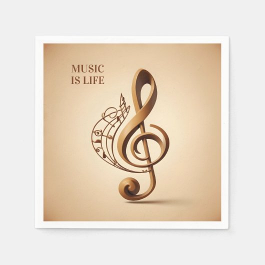 カスタム文字ミュージカルクレフ、 音符記号注 スタンダードカクテルナプキン (正面)