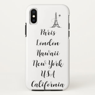 カスタム文字モダンデザイントレンディーパリ白黒 iPhone XSケース