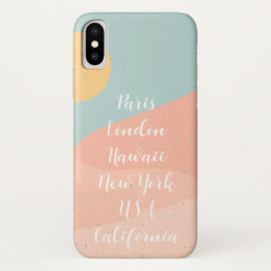 カスタム文字モダンデザイントレンディーブルーピンクシック iPhone X ケース