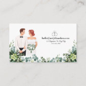 カスタム文字モダンフローラ結婚の名刺 エンクロージャーカード (裏面)