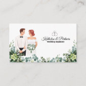 カスタム文字モダンフローラ結婚の名刺 エンクロージャーカード (正面)