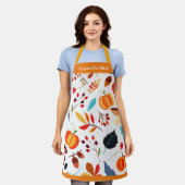 カスタム文字モダン秋デザイン エプロン (着用した状態)