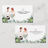 カスタム文字モダン結婚フローラ 名刺 (正面/裏面)