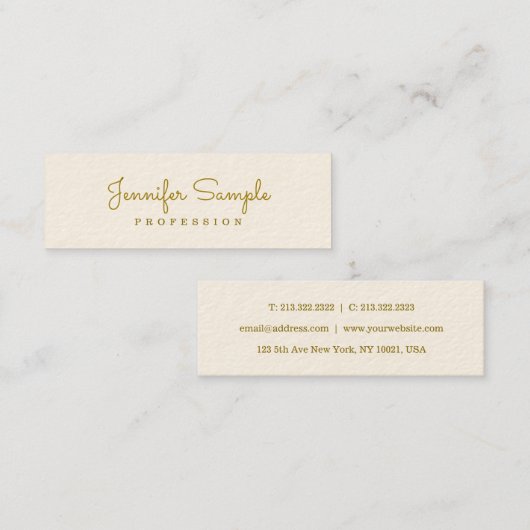 カスタム文字モダン金ゴールドフェイクテンプレート スキニー名刺 (正面/裏面)