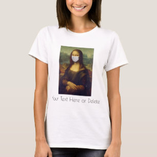 カスタム文字モナリザア絵画ートズと顔マスク Tシャツ