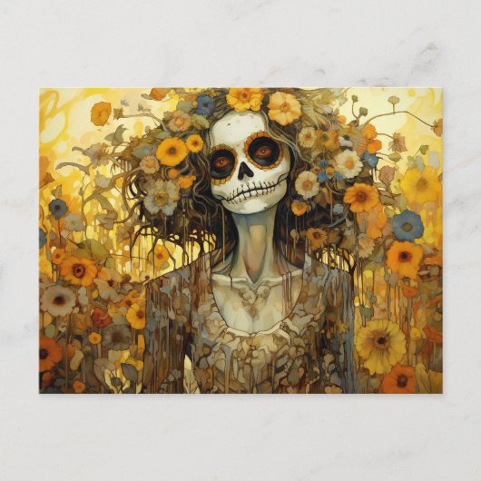 カスタム文字💀ラカラベラカタリーナ花付き ポストカード (正面)