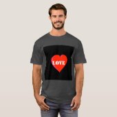 カスタム文字ラヴ画像チャコールヒザーカラー Tシャツ (正面フル)