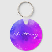 カスタム文字レインボーグラデーション銀河系スターズネブラキュート キーホルダー (正面)