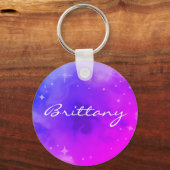 カスタム文字レインボーグラデーション銀河系スターズネブラキュート キーホルダー (正面)