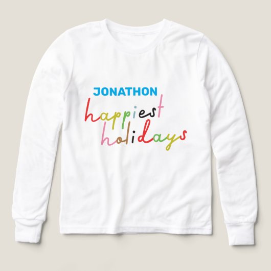 カスタム文字レトロカラフルで最も幸せな休日の子供 (デザイン正面)