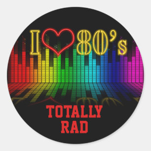 カスタム文字レトロI Love 80's Music Totally素晴らしい ラウンドシール